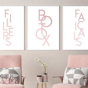 Botox Art, Blush Pink Botox & Fillers Arte de pared imprimible, Tratamientos faciales, Decoración Medspa, Arte de oficina de cirugía plástica, Descargar