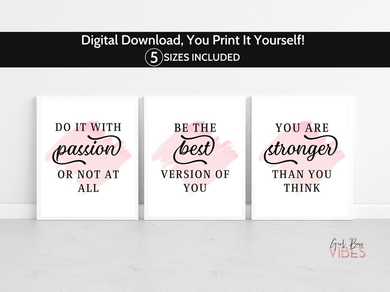 Pink Motivational Quote Prints: Boss Lady Office Decor (digital ...