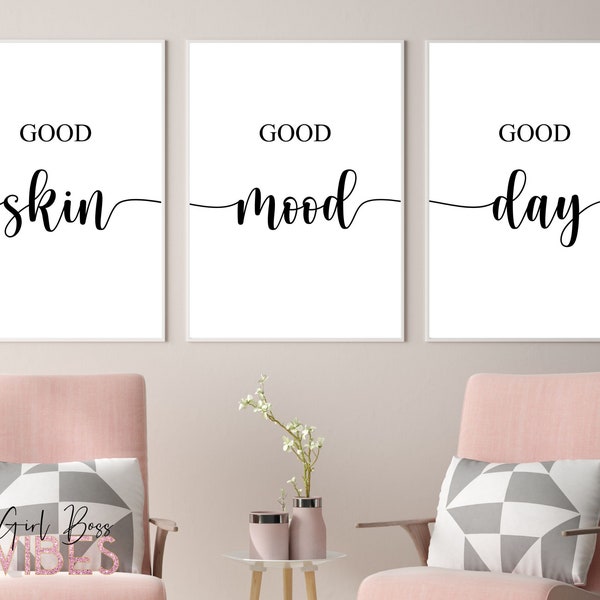 Esthetician Room Décor, Printable Wall Art 3pc Set, Skincare Posters, Spa Decor, Skin Care, Download