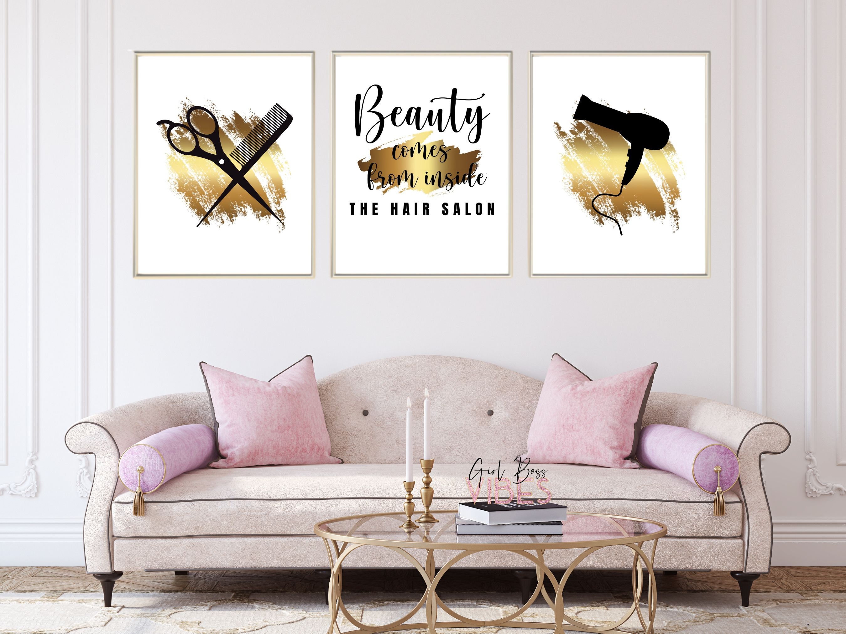 Gold Hair Salon Decor Hairstylist Beauty Salon Decor 3pc - Etsy
