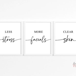 Facial Art, Esthetician Room Décor, Printable Wall Art 3pc Set, Download