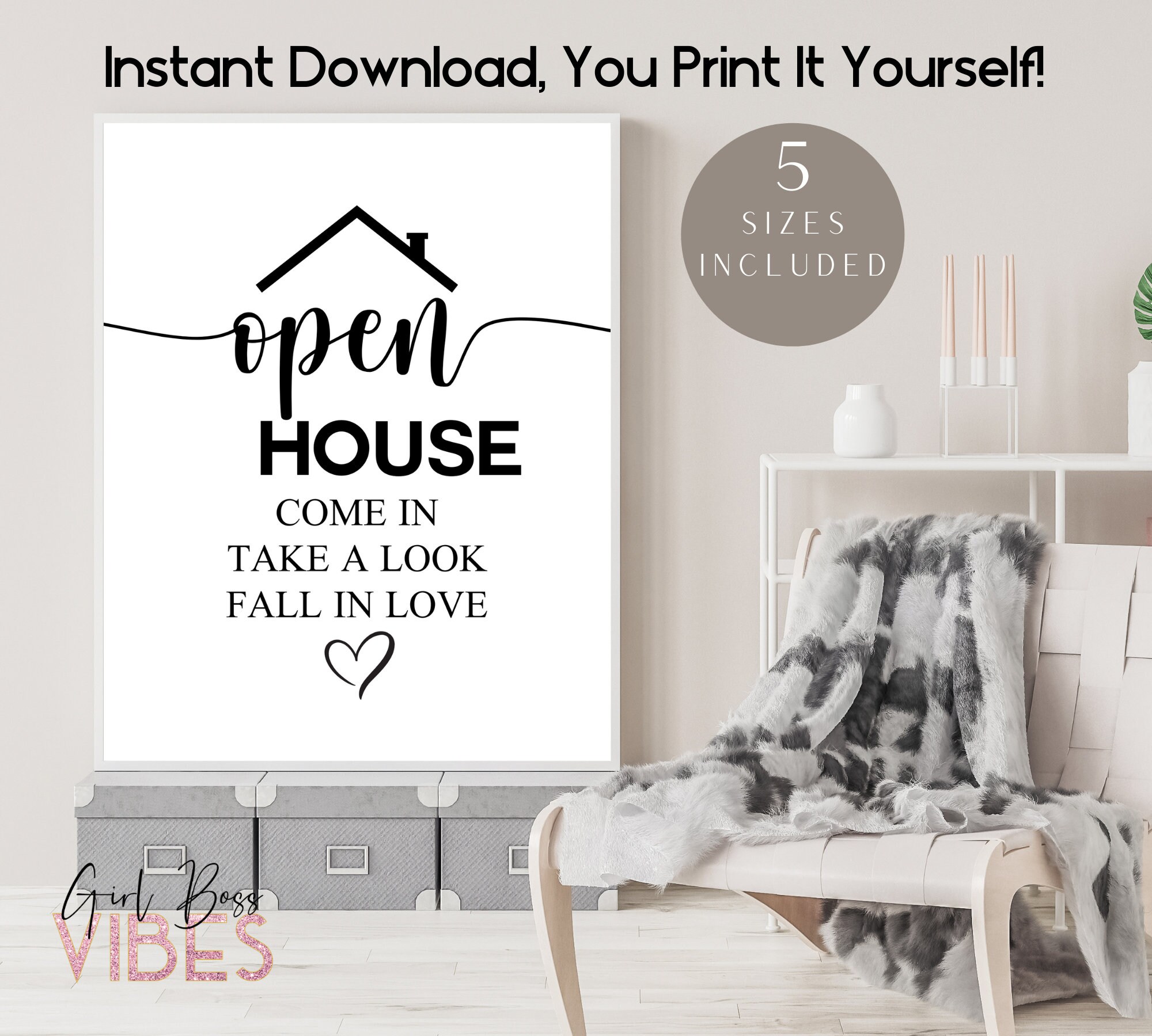 Open House Sign Real Estate Poster Printable Poster Real | Etsy
