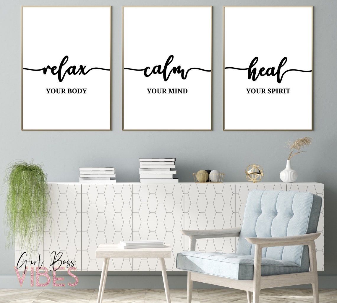 Relax Wall Decor Set of 3 Printable Wall Art Massage Art Etsy Canada