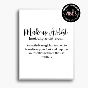 Makeup Artist Definition Printable Wall Art, Makeup Room Decor, Makeup Artist Gift, Download