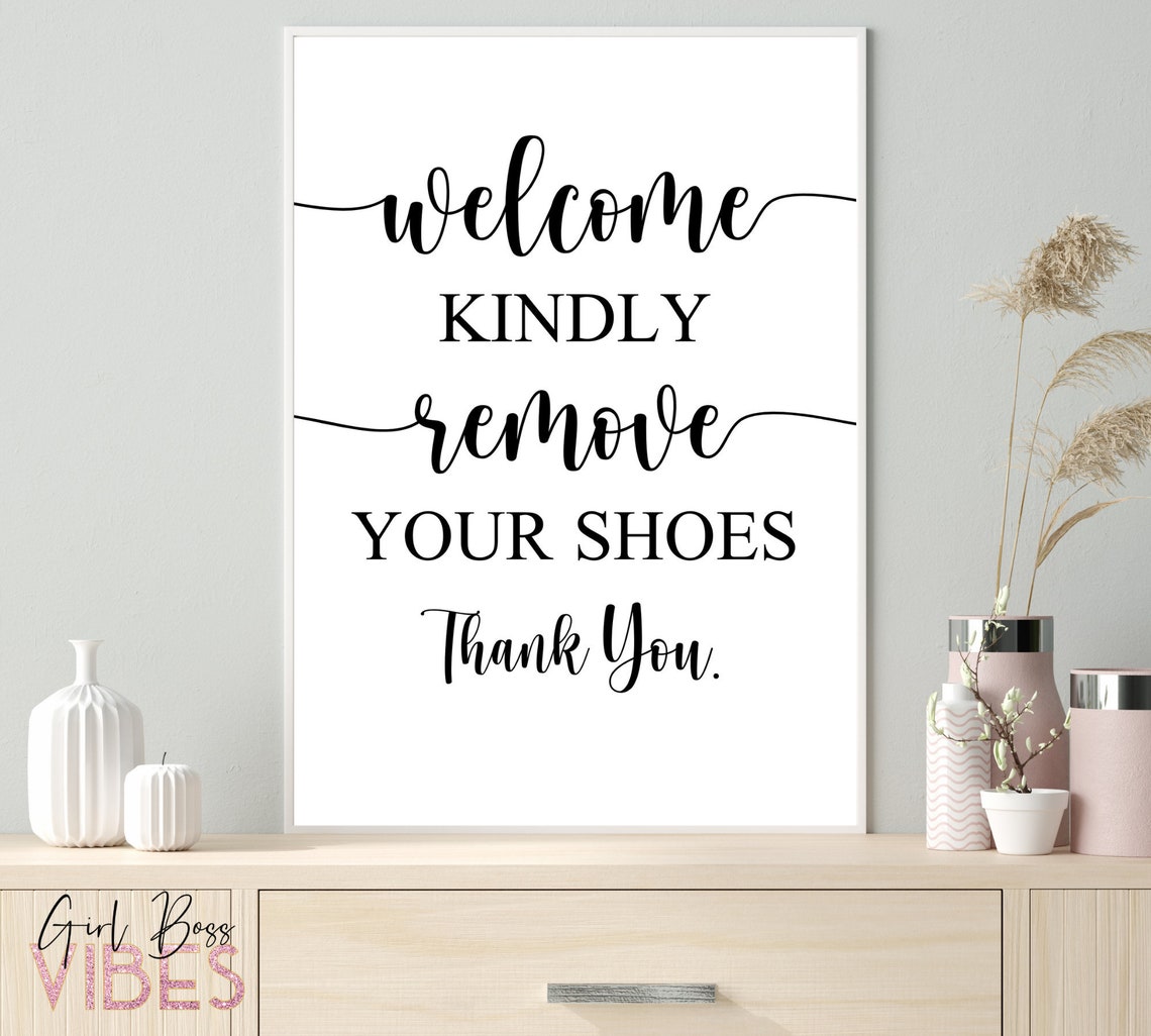 Remove Your Shoes Sign Real Estate Poster Printable Wall Etsy