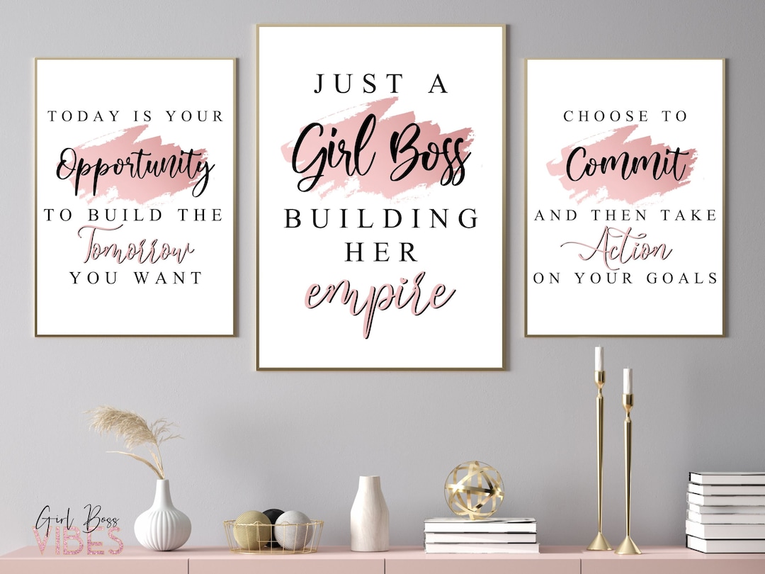 Blush Pink Girl Boss Art, 3pc Set, Printable Wall Art, Boss Lady, Boss Babe Office, Entrepreneur