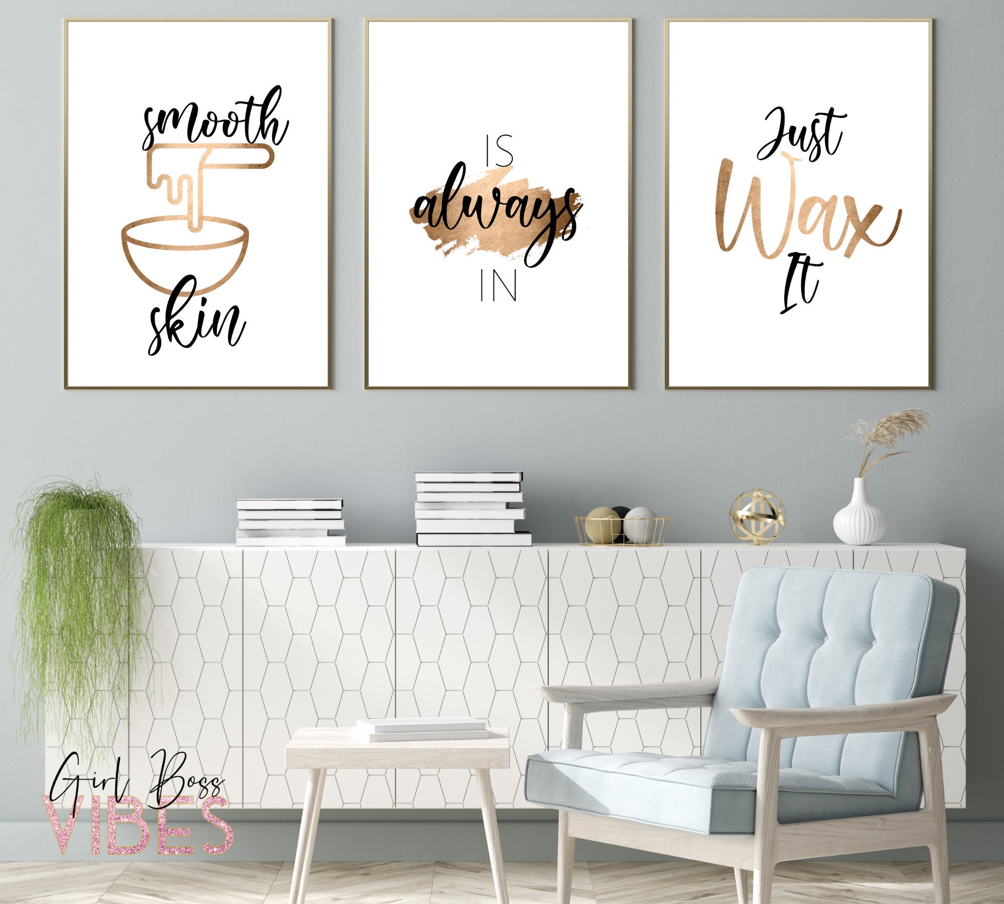 Gold Waxing Decor Body Waxing Quotes Printable Wall Art Etsy
