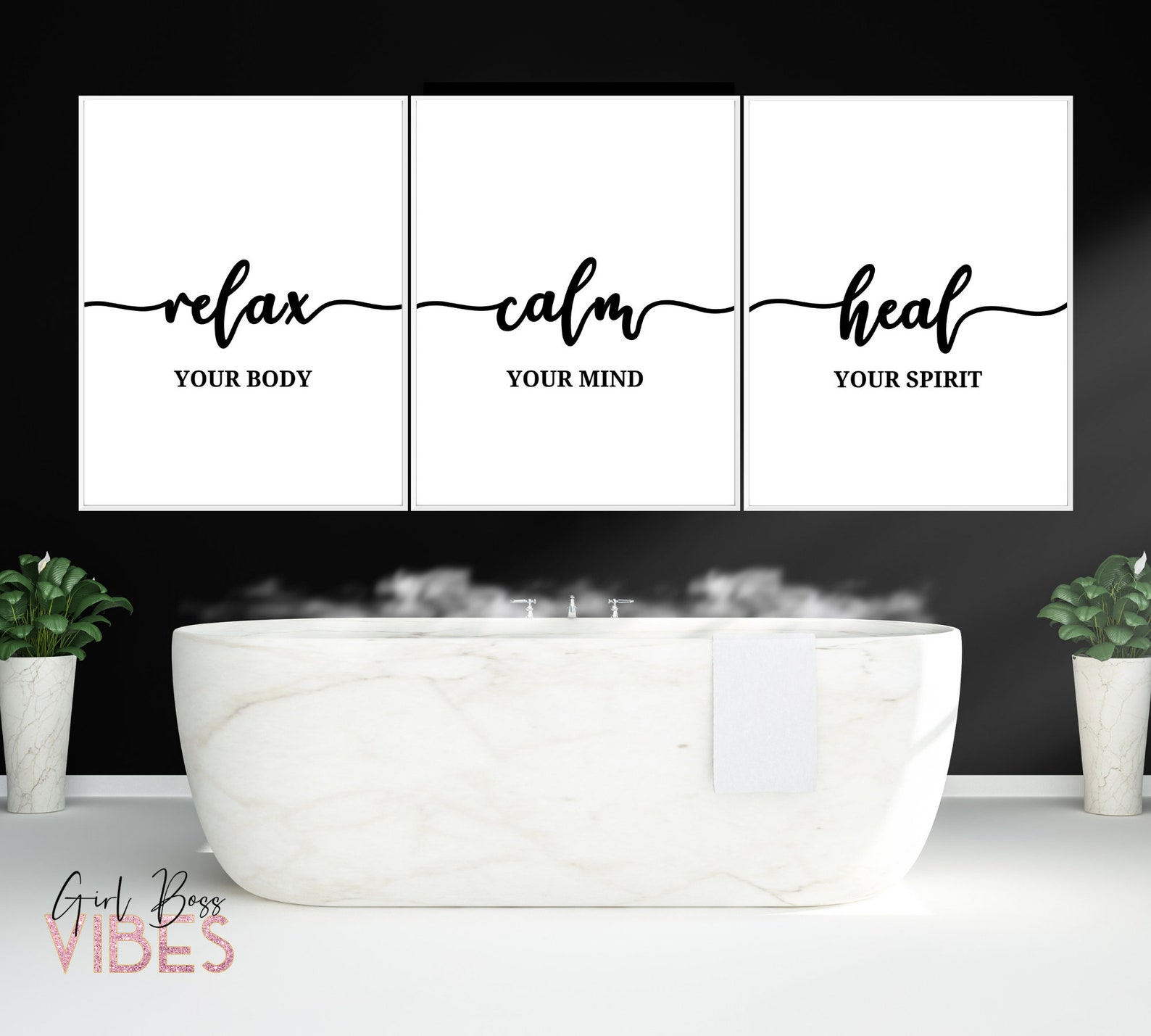 Relax Wall Decor Set of 3 Printable Wall Art Massage Art Etsy