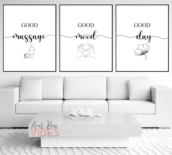 Massage Room Decor Prints: Set of 3 Minimalist Wall Art (Digital Download)