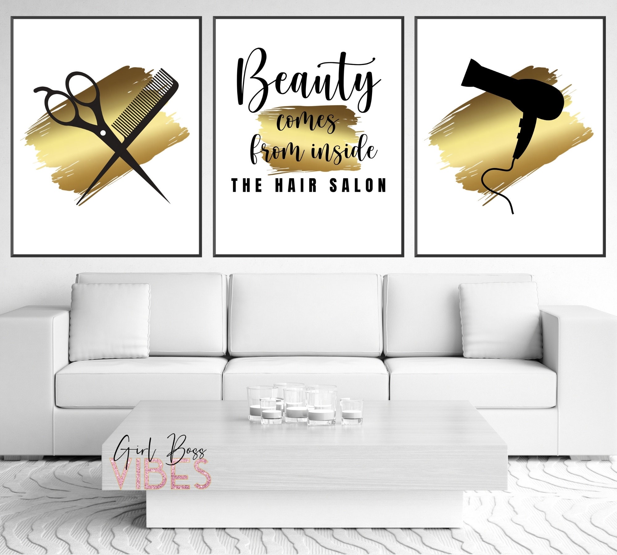 Gold Hair Salon Decor Hairstylist Beauty Salon Decor 3pc Etsy