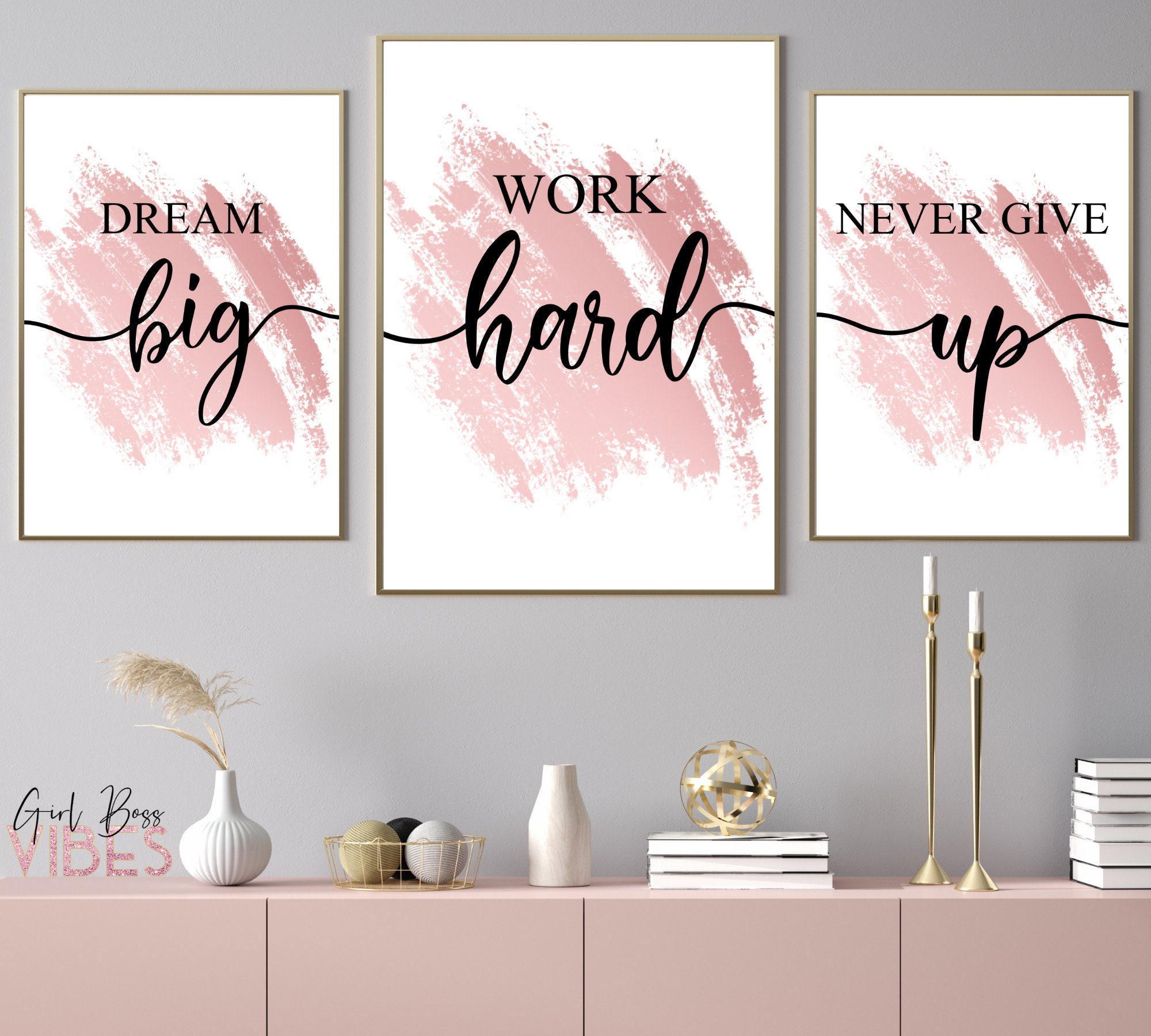 Blush Pink Motivational Quote Prints: Boss Lady Office Decor (digital ...
