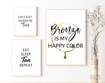 Tanning Salon Decor - 3pc Printable Wall Art, Instant Download