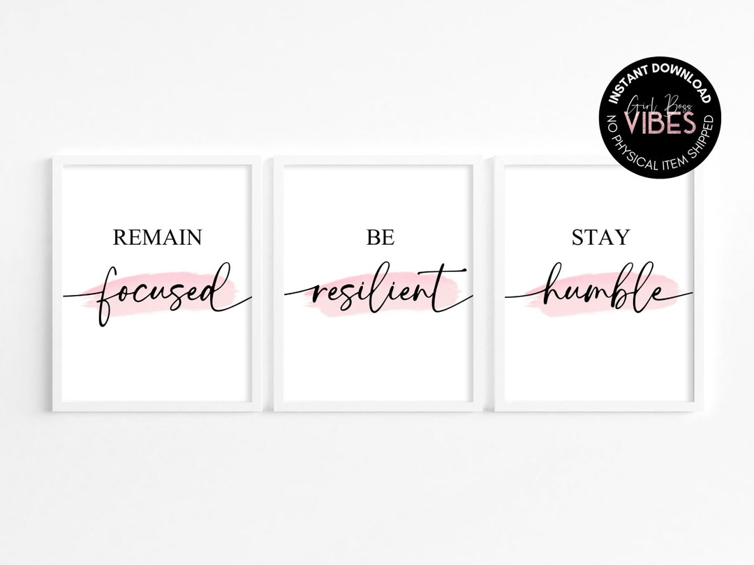 Pink Office Wall Art: Inspirational Quote Prints, 3pc Set (digital ...