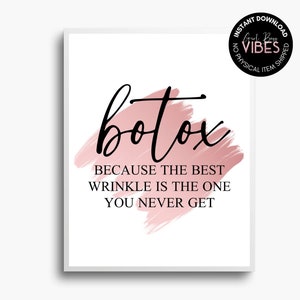 Blush Pink Funny Botox and Fillers Sign Printable, Botox Posters, Cosmetic Surgery Quotes, Download