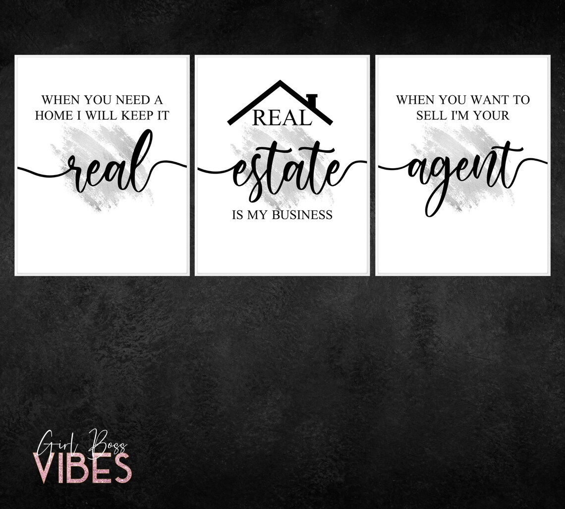 Silver Real Estate Posters Real Estate Quotes 3pc Set Etsy Canada