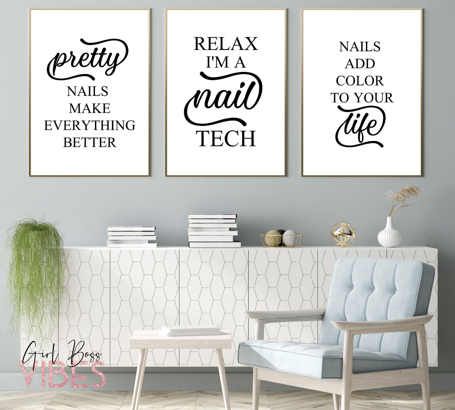 Nail Salon Decor Nail Wall Art Set of 3 Prints Etsy