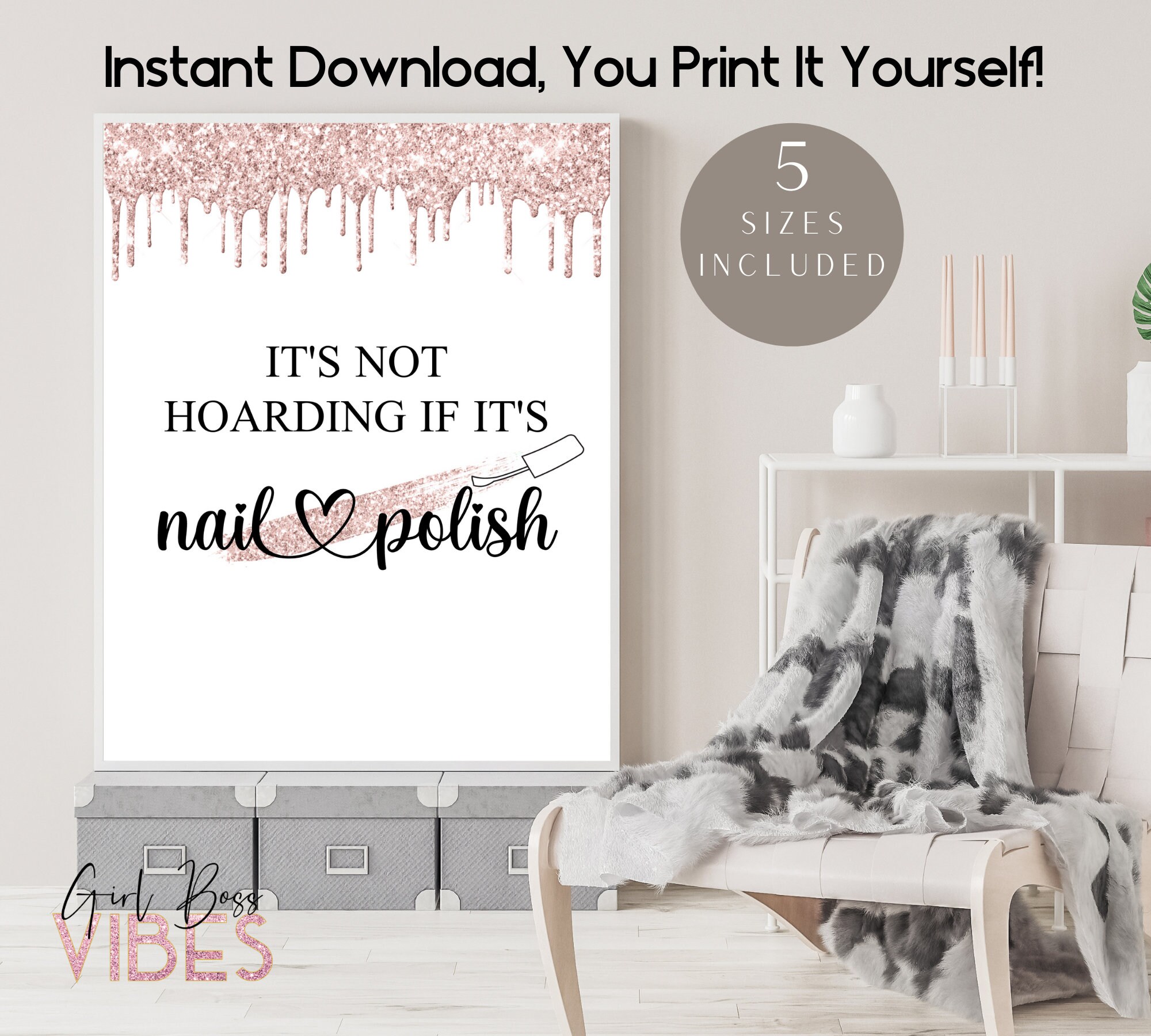 Blush Pink Glitter Nail Salon Sign Nail Quote Poster Nail Etsy