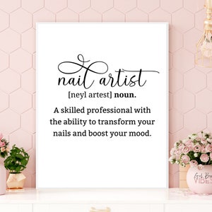 Nail Artist Definition Print, Printable Wall Art,  Nail Salon Décor, Nail Studio, Nail Technician, Nail Art, Instant Download