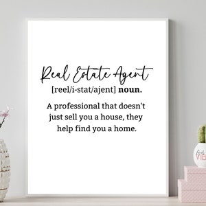 Real Estate Agent Gifts, Real Estate Definition Print, Printable Wall Decor, Download