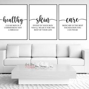 Skincare Art, Spa Posters, Esthetician Decor, 3 Piece Set Printable Wall Art, Instant Download