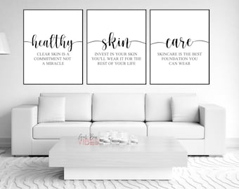 Skincare Art, Spa Posters, Esthetician Decor, 3 Piece Set Printable Wall Art, Instant Download