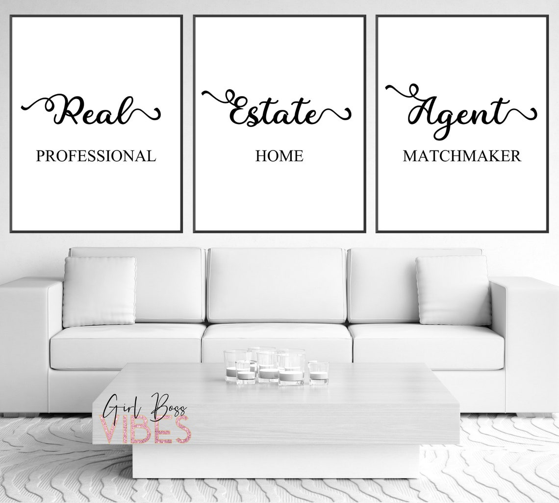 Realtor Quotes 3pc Set Printable Wall Art Real Estate | Etsy