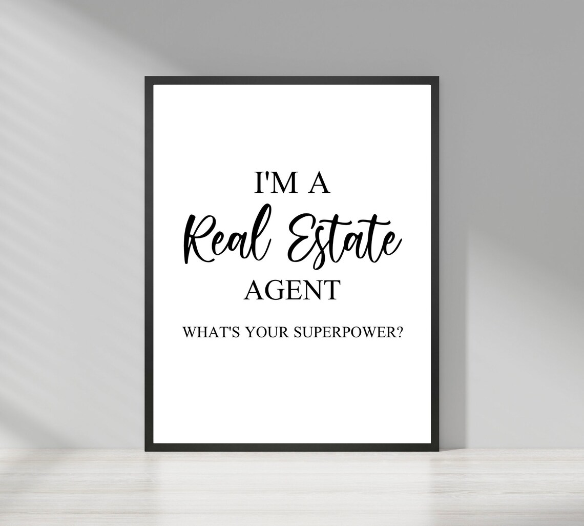Real Estate Agent Decor Realtor Poster Office Wall Art Etsy