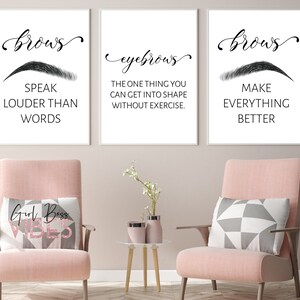 Microblading Printable Wall Art 3pc Set for Eyebrow Artists, Download