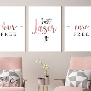 Brazilian Body Laser Hair Removal Quotes, 3 Piece Set Printable Wall Art, Electrolysis, Laser Hair Removal Quotes, Electrologists Decor
