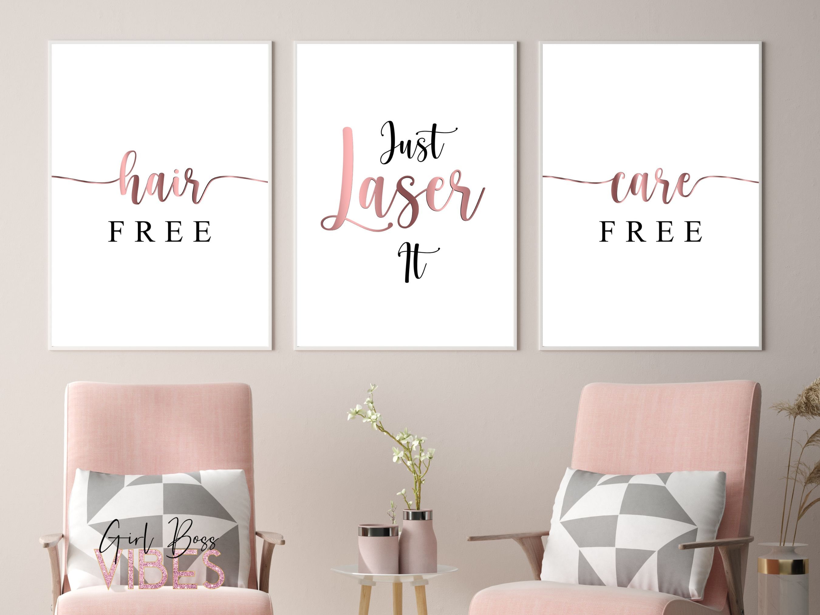 Brazilian Body Laser Hair Removal Quotes, 3 Piece Set Printable Wall Art, Electrolysis, Laser Hair Removal Quotes, Electrologists Decor