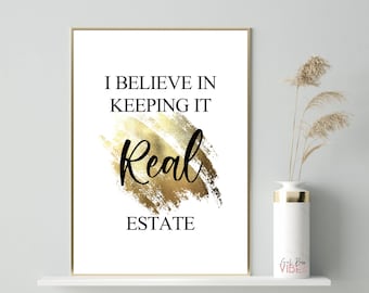 Gold Real Estate Quote Poster: Realtor Office Decor (Instant Download)