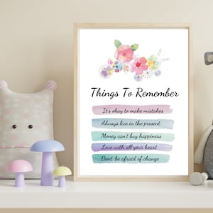 Things To Remember Printable Wall Art, Printable Wall Art, Digital Print, Digital Download, Wall Art, Printable, Wall Decor, Prints