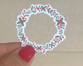 Christmas Wreath Sticker, Planner Sticker, Laptop Sticker