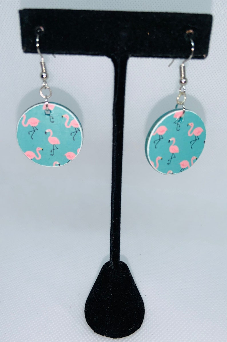 Trendy Teen Gift Wooden Pink Flamingo Earrings for her Gift for Women Basket stuffer for Tween Girls