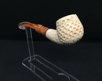 Classic Meerschaum Pipe, Hand-carved Meerschaum Pipe,Smoking Meerschaum Pipe,Half Bent Meerschaum Pipe,Unsmoked Pipe,Block Meerschaum