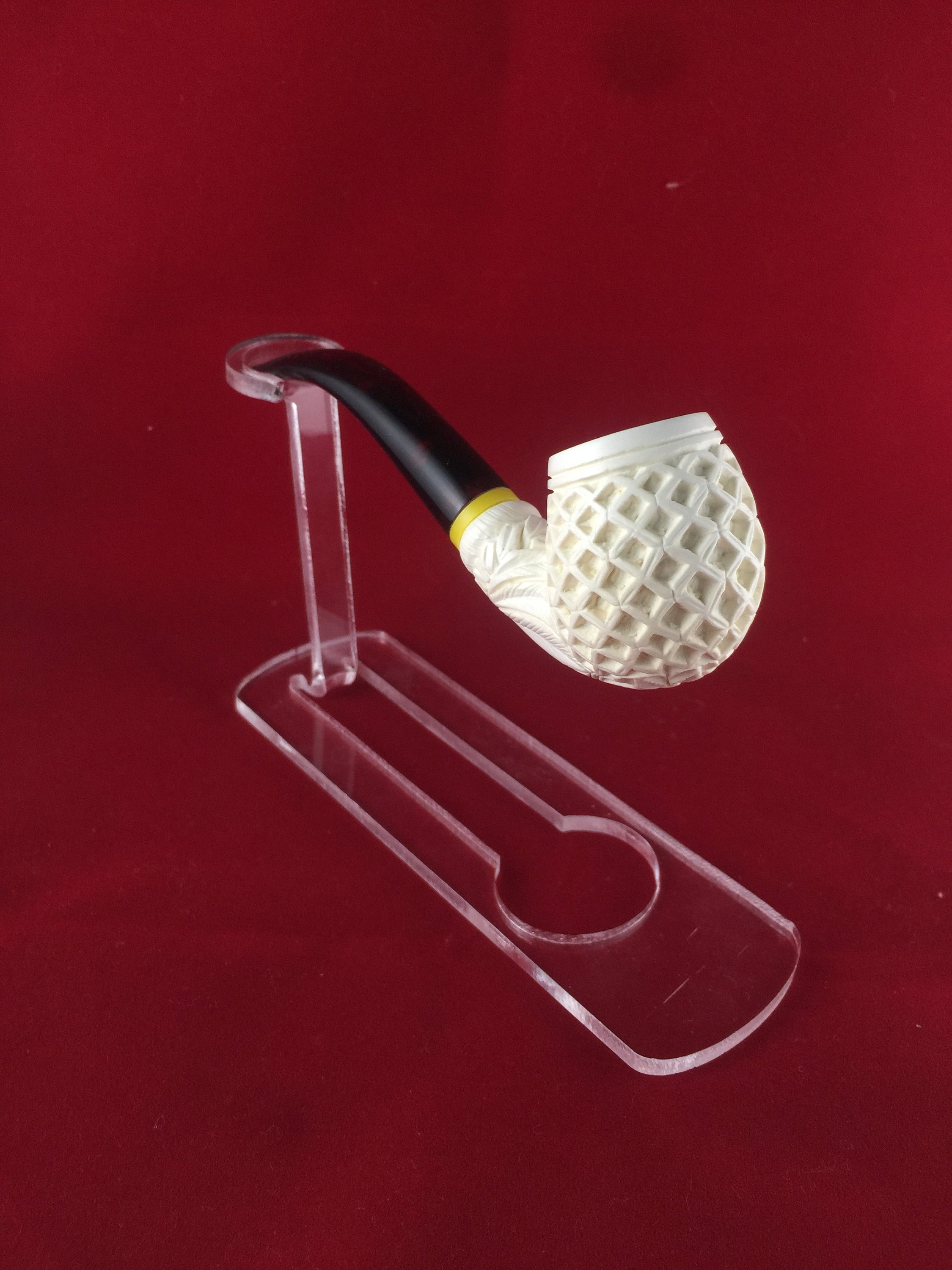 HAND CARVED BLOCK MEERSCHAUM "LARGE" SMOOTH STRAIGHT PIPE ** NEW in CASE ** 