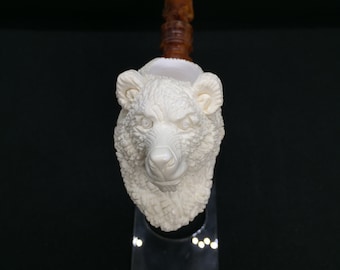 Hand Carved Bear Meerschaum Pipe, The Best Block Meerschaum, Unsmoked Pipe,Special Meerschaum Pipei,1.quality meerschaum pipe