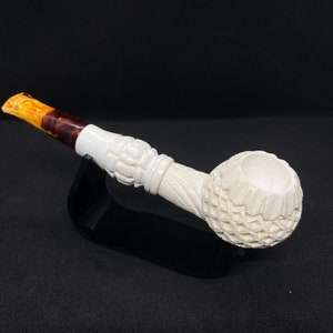 Hand Carved Golf Ball Meerschaum Pipe, Classic Meerschaum Pipe, The Block Meerschaum, Hand Carved Meerschaum Pipe,Unsmoked Pipe,Savran Pipe