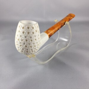 Billiard Lattice Straight Meerschaum Pipe, Classic Meerschaum Pipe, Hand-Carved, The Best Quality Meerschaum, Unsmoked Meerschaum