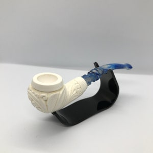 Embossed Floral Half Bent Stem Meerschaum Pipe, Block Meerschaum, Unsmoked Meerschaum Pipe,Speacial Meerschaum Pipe,Handy meerschaum pipe