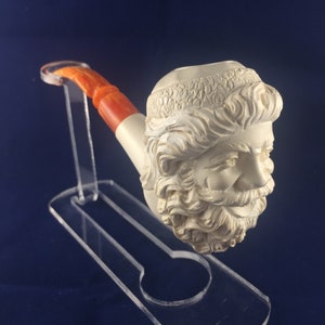 Meerschaum pipe with santa claus,handcarved meerschaum,Meerschaum pipe,Unsmoked Pipe, Block meerschaum,Easy to drink meerschaum pipe