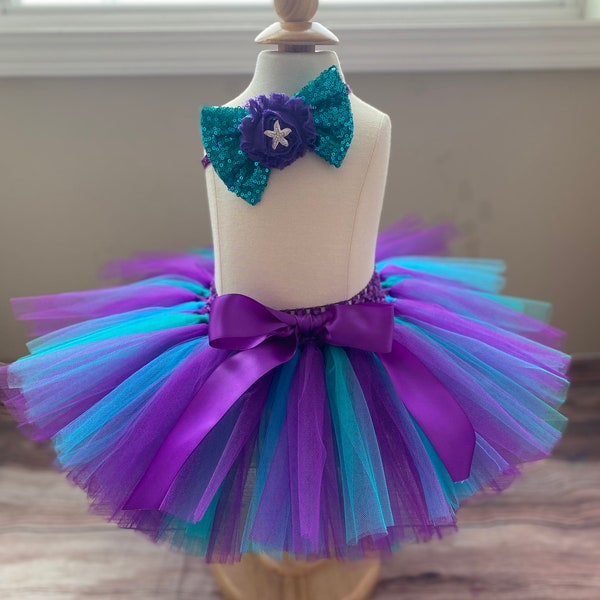 Mermaid Purple Blue & Turquoise Tutu; Toddler Tutu; Smash Cake Tutu; Baby Girl Tutu; Girl’s Birthday Tutu; Mermaid Tutu