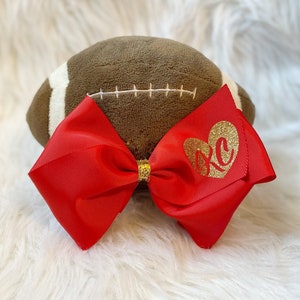 Kansas City Hair Bow; Girl’s KC Hair Bow; Baby Toddler Kansas City Hair Bow Headband;Large Red Girl&#39;s Hair Bow; Gold Glitter Heart Bow