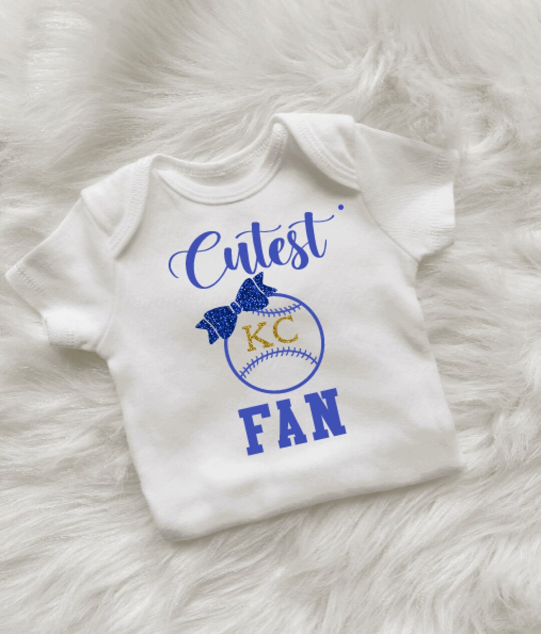Cutest KC Fan Baby Girl Kansas City Royals Onesies KC Baseball Bodysuit