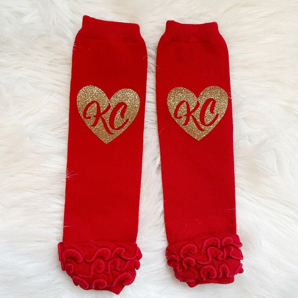 KC Heart Legwarmers- Baby, Toddler, Girl ; Red Glitter Heart Legwarmers/Socks;