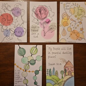 cartoline/biglietti d'auguri originali acquerellati, vuoti o con citazioni ispiratrici/bibliche
