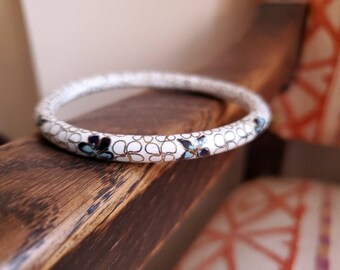 Bracelet Vintage En Métal Cloisonné – Superbe Décor Fleuri (réf. N°213) – Occasion à Saisir