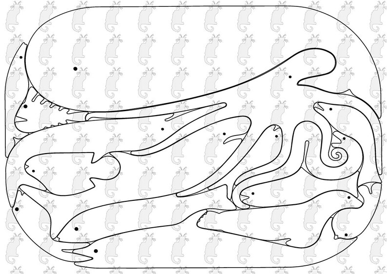 Download Puzzle sea animals. Laser cut file SVG DXF CDR vector plans | Etsy