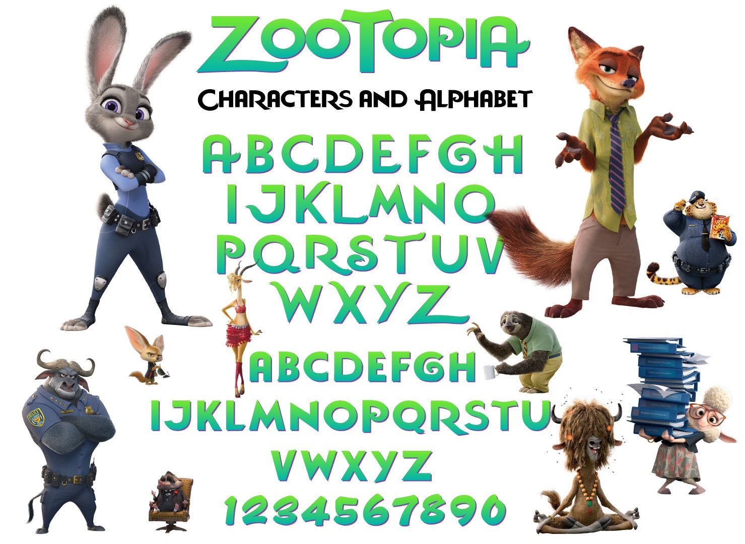 Buy Zootopia Complete Alphabet 2 Sets Numbers 10 Characters Online in India  - Etsy
