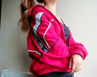 Vintage Umbro Jacket, Zipper, Red, 90s, Hip Hop, Streetwear, Athletic, Retro, Unisex